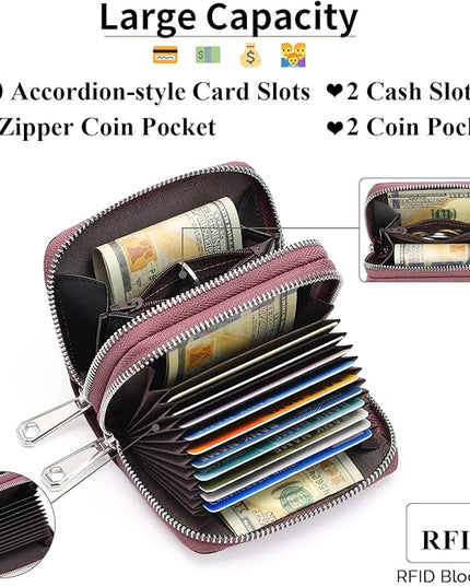 GOIACII Small Genuine Leather Wallet for Women, RFID Blocking Credit Card Holder Wallet