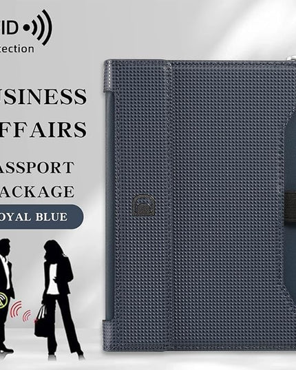 Passport Holder for Travel Essentials, RFID Blocking PU Leather Passport Wallet Cover Card holder Case Passport Book Holders for Women and Men, Dark Blue