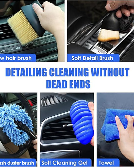 Viewsun 18PCS Car Cleaning Kit, Car Interior Detailing Kit with Blue High Power Handheld Vacuum, Detailing Brush Set, Windshield Cleaner, Cleaning Gel, Complete Auto Accessories for Men, Women