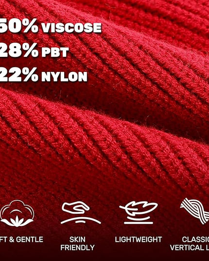 OKKLE Unisex LED Beanie with Light, USB Rechargeable Headlamp Hat, Winter Gifts for Men Women Husband Him Red
