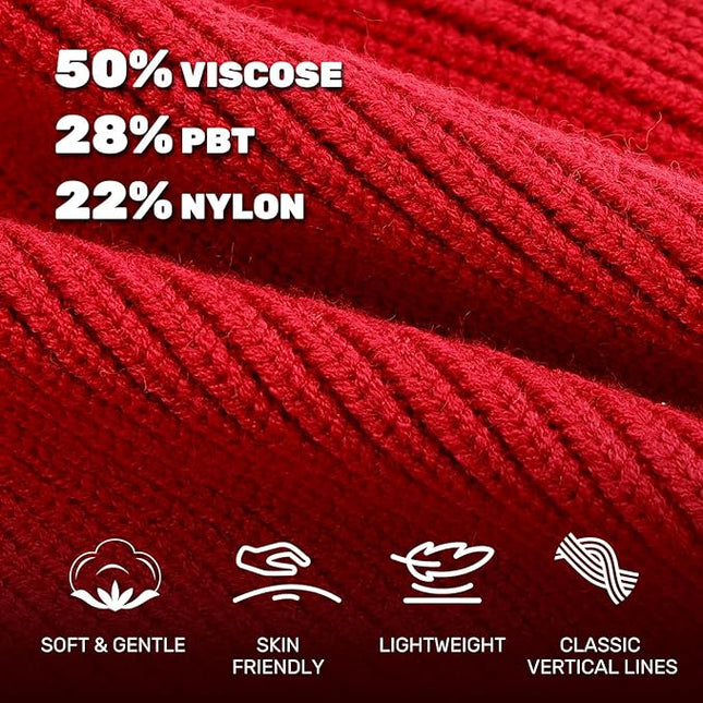 OKKLE Unisex LED Beanie with Light, USB Rechargeable Headlamp Hat, Winter Gifts for Men Women Husband Him Red