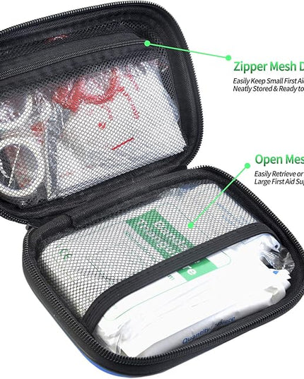 I GO 85 Pieces Hard Shell Mini Compact First Aid Kit, Small Personal Emergency Survival Kit for Travel Hiking Camping Backpacking Hunting Marine Car