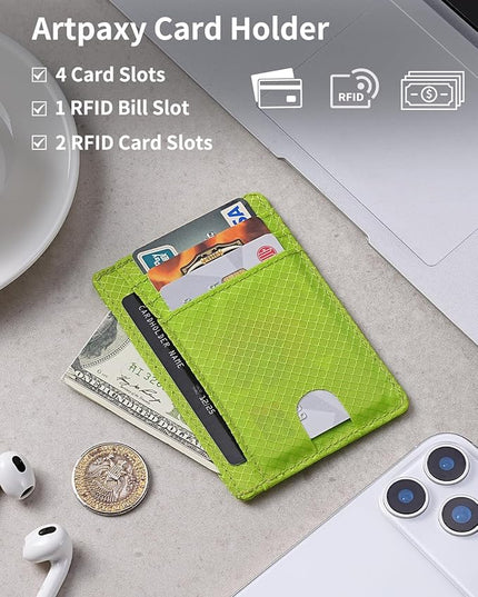 Artpaxy Slim Wallet for Men & Women, Minimalist Front Pocket Card Holder for Travel, RFID Blocking, Water Resistant Nylon Wallet for ID & Cash & Credit Card