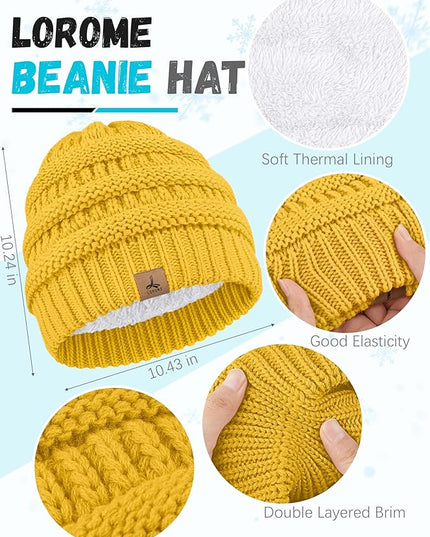 Winter Beanie Hat Scarf Gloves, Warm Fleece Knit Hats Touch Screen Gloves Neck Scarf Set Winter Gifts for Unisex Adult
