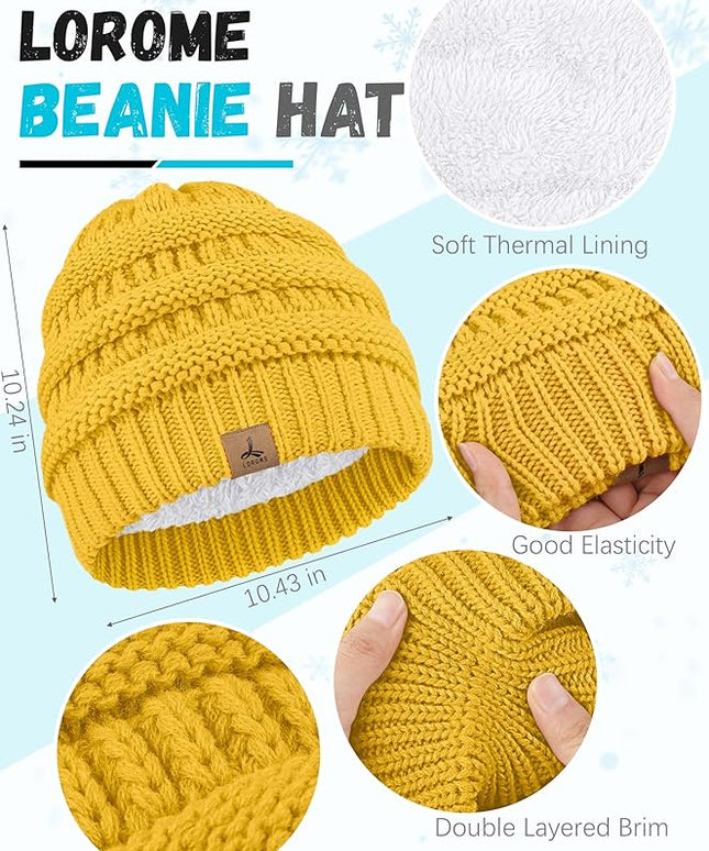 Winter Beanie Hat Scarf Gloves, Warm Fleece Knit Hats Touch Screen Gloves Neck Scarf Set Winter Gifts for Unisex Adult