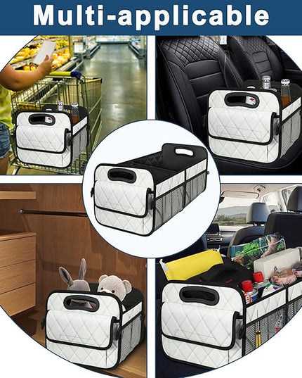 Deosk Car Trunk Organizer for SUV, Car Organizers and Storage with 6 Pocket, Car Accessories for Women/Men 70L Waterproof Polyester Trunk Organizer(Large, Beige)