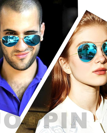 Joopin Polarized Metal Aviation Sunglasses Men, Classic Military Sun Glasses Women, Rectangle Shades UV400 Protection Costume