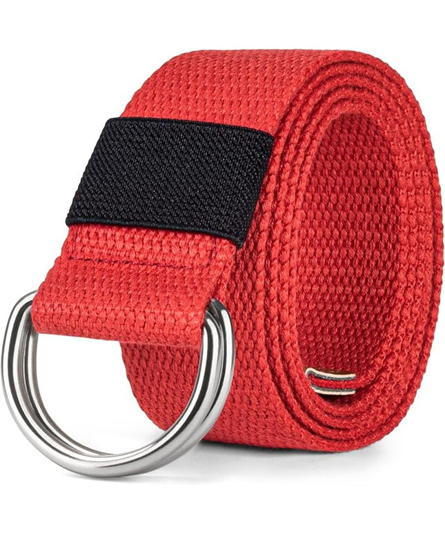 maikun Mens & Womens Canvas Belt with Black D-ring Buckle 1 1/2" Wide Solid Color Fabric Belt for Men