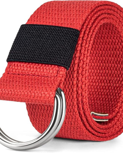 maikun Mens & Womens Canvas Belt with Black D-ring Buckle 1 1/2" Wide Solid Color Fabric Belt for Men