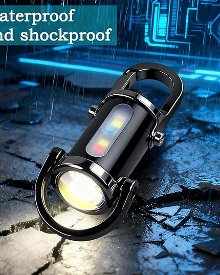 3-in-1 Keychain Flashlight, Rechargeable 500/1200 Lumens EDC Tool with Red/Blue Strobe, Emergency Recharge Your Phone , IPX7 Waterproof, Portable for Outdoor, Camping, Hiking & Survival Gear