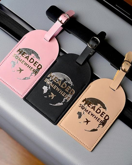 Luggage Tags for Suitcases, PU Leather Luggage Flip Privacy Cover Protection Tags Luggage Tags, for Travel Essentials, Stylish Baggage Labels for Handbags(3 Pack,The Earth