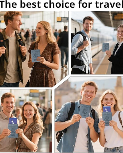 Passport Holder for Travel Essentials,RFID Blocking Passport Cover Wallet Card Case for Women and Men (Navy Gray)