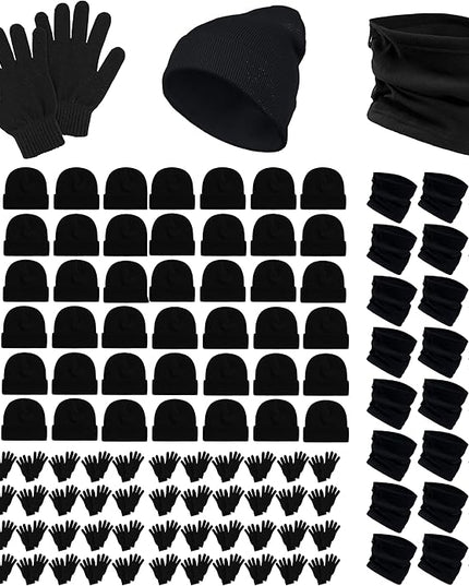 288 Pcs Winter Beanies, Gloves, Neck Warmers Case Pack Bulk Pack Donation Charity Care Package Bundle