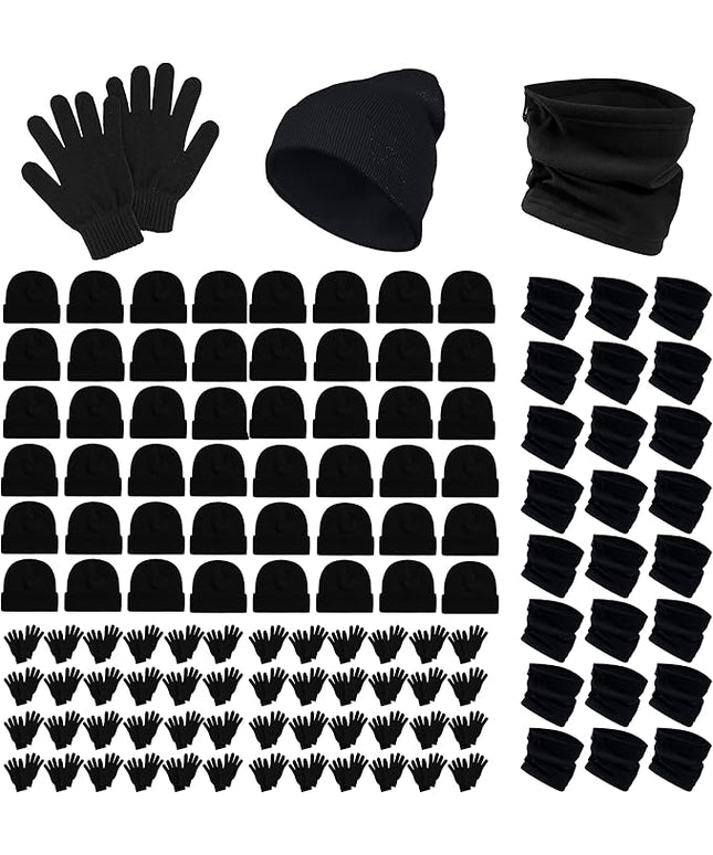 288 Pcs Winter Beanies, Gloves, Neck Warmers Case Pack Bulk Pack Donation Charity Care Package Bundle
