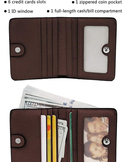 AINIMOER Small Leather Wallet for Women, Ladies Credit Card Holder RFID Blocking Women's Mini Bifold Pocket Purse