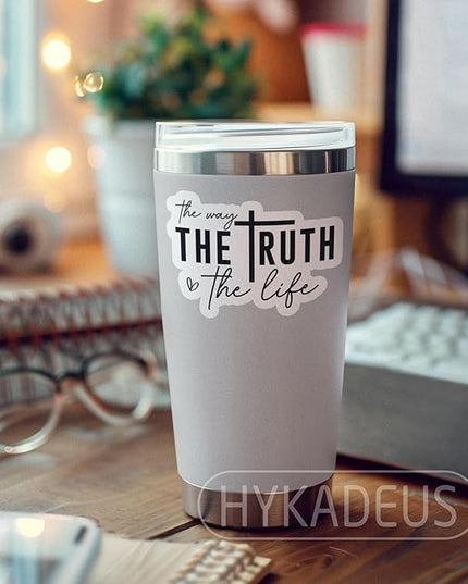(3Pcs) Jesus The Way The Truth The Life Sticker, Christian Religious Faith Sticker, Cross Stickers, Waterproof Vinyl Decals for Books Laptops Phones Tumblers Water Bottles, 3 x 2.2 Inch
