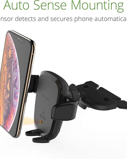 iOttie Auto Sense Qi Wireless Car Charger - Automatic Clamping Wireless Charging CD Slot & Air Vent Phone Mount Combo for Google Pixel, iPhone, Samsung Galaxy, Huawei, LG, and other Smartphones