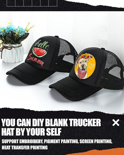 10 Pcs Sublimation Blank Trucker Hats Bulk Mesh Baseball Cap Polyester Mesh Trucker Hat for Men and Women