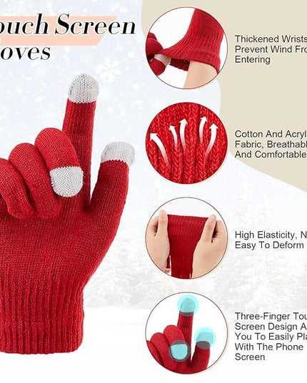 Suhine Bulk Winter Hats and Gloves Set Warm Beanie Gloves Pack Homeless Supplies for Cold Weather Charity