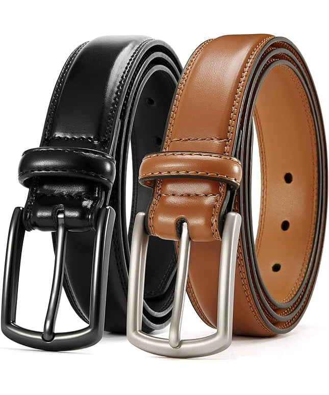 CHAOREN Leather Dress Belt Men 2 Pack - 1 3/8" Mens Belts for Work Business Casual Jeans