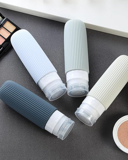 Travel Bottles for Toiletries, Tsa Approved 3oz Portable Travel Bottles, BPA Free Leak Proof Squeezable Silicone Travel Size Containers, Travel Accessories with Clear Toiletry Bag (4 Pack)