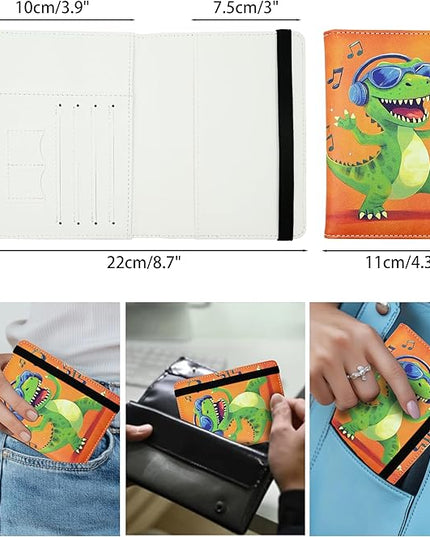Dinosaur Passport Holder for Women and Men PU Leather Passport Cover for Travel