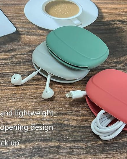 Silicone Headphone Organizer-Data Cable Storage Case-Mini Key Box-Portable Wired Headphone Organizer(Red-Grey-Green-3PCS)