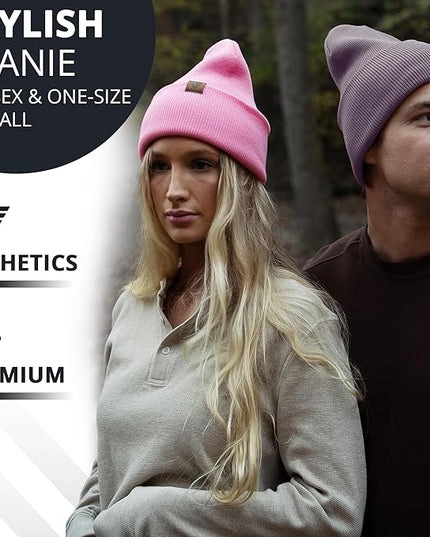 Urban Effort Beanie for Men Women – Warm Acrylic Unisex Knit Winter Hats for Men, Soft Stretch Fit, Classic Streetwear Style