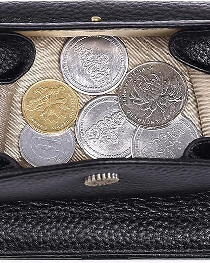 Plinvo Real Leather Small Wallet for Women Coin Pouch RFID Blocking Bifold Credit Card Holder Mini Wallet for Ladies (Black)