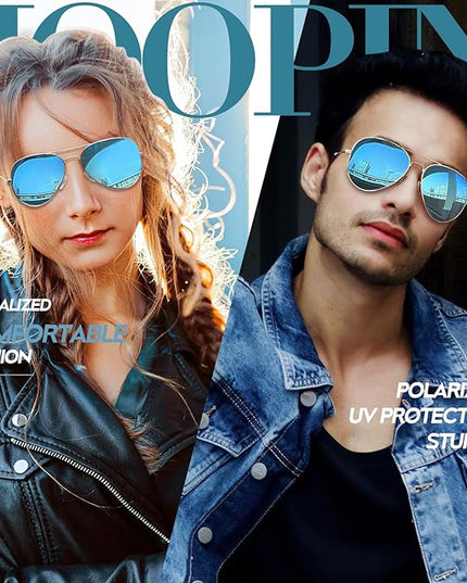 Joopin Polarized Metal Aviation Sunglasses Men, Classic Military Sun Glasses Women, Rectangle Shades UV400 Protection Costume