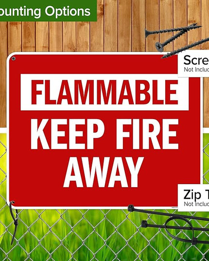 Flammable Keep Fire Away Sign, 24x30 Inches, 55 mil thick HDPS (high density polystyrene), Made in USA by My Sign Center
