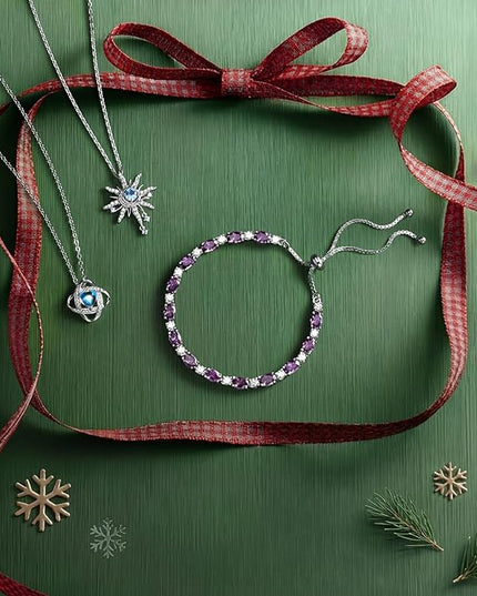 FANCIME Birthstone Tennis Bracelets Sterling Silver Bolo Tennis Bracelets Charm Fine Jewelry Birthday Gifts for Women Mom Wife Her