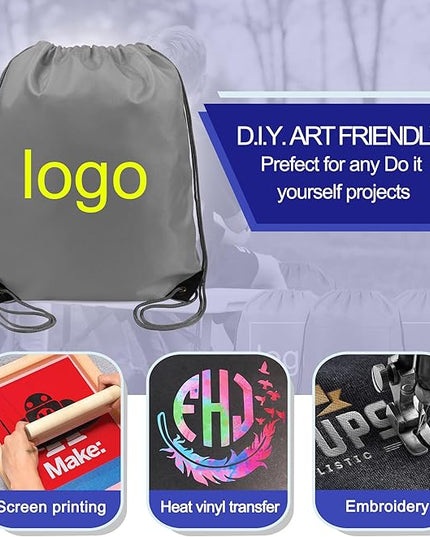 BeeGreen Drawstring Backpack Bags 20,30,50 Packs Reflective String Bags for Gym Sport Trip Cinch Sack DIY for Women Men