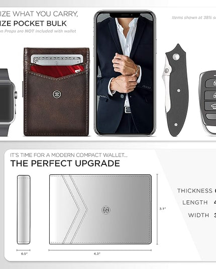 Suavell Slim Wallets for Men. Minimalist Bifold Wallet With Money Clip & ID Window. RFID Blocking Credit Card Holder Front Pocket Wallet, Gifts For Men - Husband Father On Birthday Anniversary.