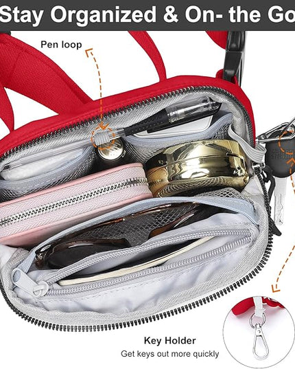 Mini Belt Bag for Women, RFID Small Fanny Pack, Womens Fashion Waist Packs with Extender Strap, Crossbody Bum Bags
