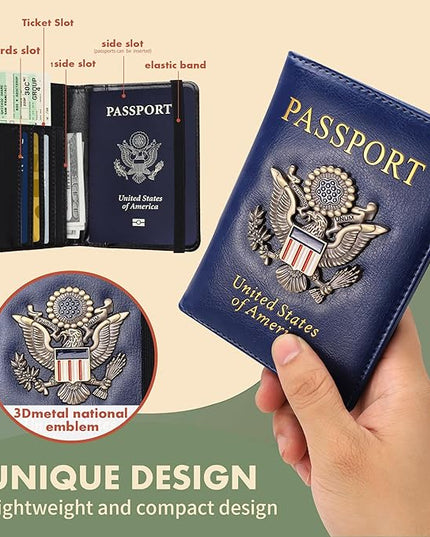 Passport Holder Cover Travel Wallet RFID Blocking Passport Wallets Family Organization Personalized Wallet Case for Men and Women Travel Must Haves(Rose gold)