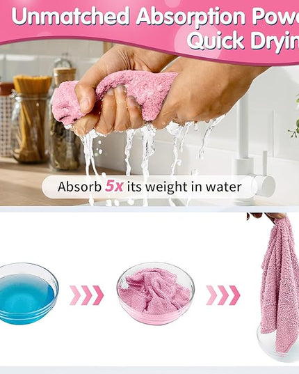 FIXSMITH Pink Microfiber Cleaning Cloth -Pack of 8, Highly Absorbent Cleaning Rags, 16"X12" All Purpose Cleaning Towels for Housekeeping, Kitchen, Car, Lint Free and Reusable Microfiber Towels
