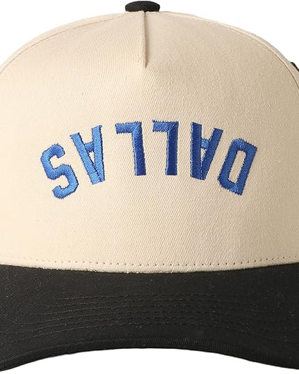 MIRMARU Two-Tone Vintage Canvas Trucker Hats for Men & Women, Adjustable Size Baseball Caps with Trendy Embroidered Design
