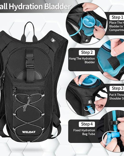 Hydration Backpack with Leak Proof Water Bladder, Lightweight Hydro Water Daypack for Rave, Cycling, Running, Hiking, Climbing
