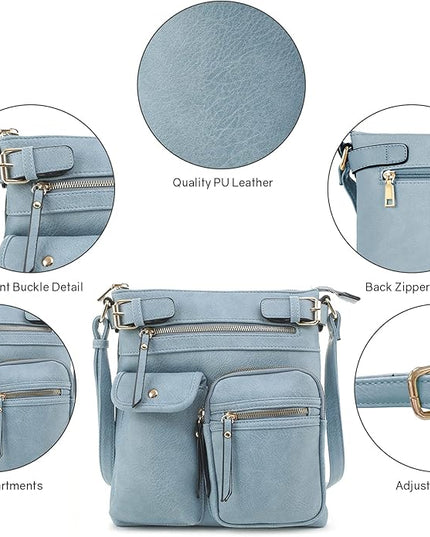 SG SUGU Katie Lightweight Medium Crossbody Bag Shoulder Bag with Multi Pocket for Women