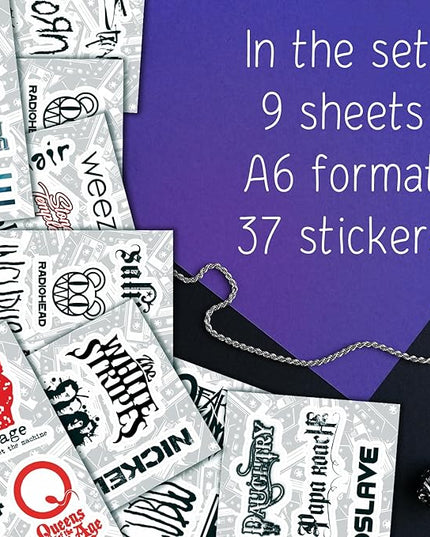 36Pcs Grunge Stickers, 90's Grunge Music, Rock Stickers, Rock Band Decals, Music Gifts for Men and Women