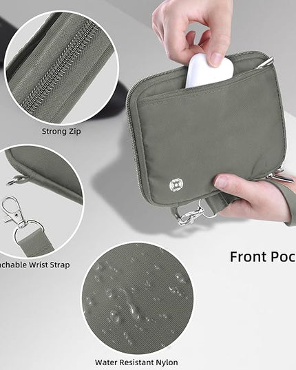 WALNEW Passport Holder Family for 4, RFID Blocking Travel Wallet Women Men, Lightweight Zipper Document Organizer Pouch Bag Credit Cards Case Cover for Travelling