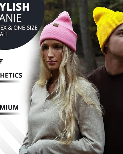 Urban Effort Beanie for Men Women – Warm Acrylic Unisex Knit Winter Hats for Men, Soft Stretch Fit, Classic Streetwear Style