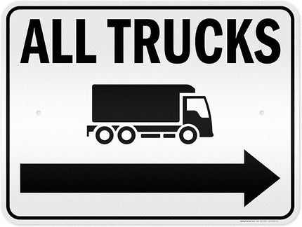 All trucks With Right Arrow Sign, 18x24 Inches, 3M EGP Reflective .080 Aluminum, Fade Resistant, Made in USA by My Sign Center