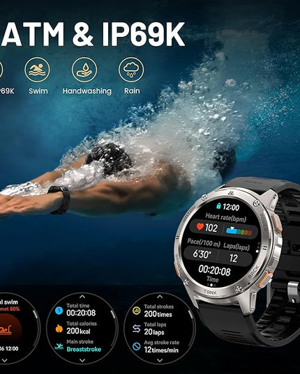 KOSPET Smart Watch for Men, 60 Days Extra-Long Battery, 50M Waterproof Rugged Military Smartwatch (Answer/Make Calls), 170 Sports Mode 1.43” AMOLED Display Fitness Watch-Voice Assistant