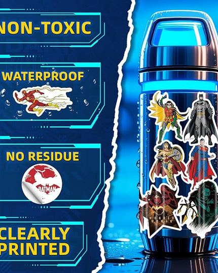 Superhero Stickers for Water Bottles – 50PCS Cartoon Stickers for Kids, Teens, Adults – Waterproof Vinyl Decal Sticker for Laptop, Phone, Skateboard, Scrapbook, Party Favors, Gifts