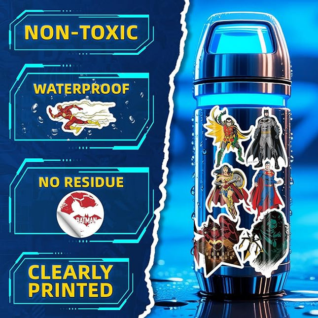 Superhero Stickers for Water Bottles – 50PCS Cartoon Stickers for Kids, Teens, Adults – Waterproof Vinyl Decal Sticker for Laptop, Phone, Skateboard, Scrapbook, Party Favors, Gifts