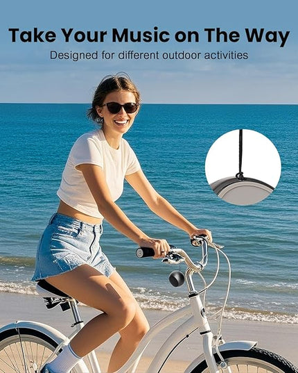 Small Speaker, Portable Bluetooth Speaker with Loud Stereo Sound and Robust Bass, Mini Speaker with Lanyard Easy to Carry, Brief Design, IPX7 Waterproof for Shower, Room, Biking, Hiking, Black