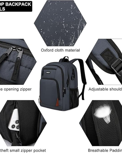 School Backpack for Teen Boys & Girls - 8 Compartments Water Resistant Bookbag with Large Laptop Sleeve | 15.6 Inch Anti-Theft College Student Backpack, Black