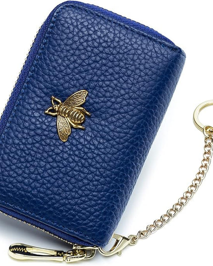 imeetu RFID Credit Card Holder, Small Leather Zipper Card Case Wallet for Women